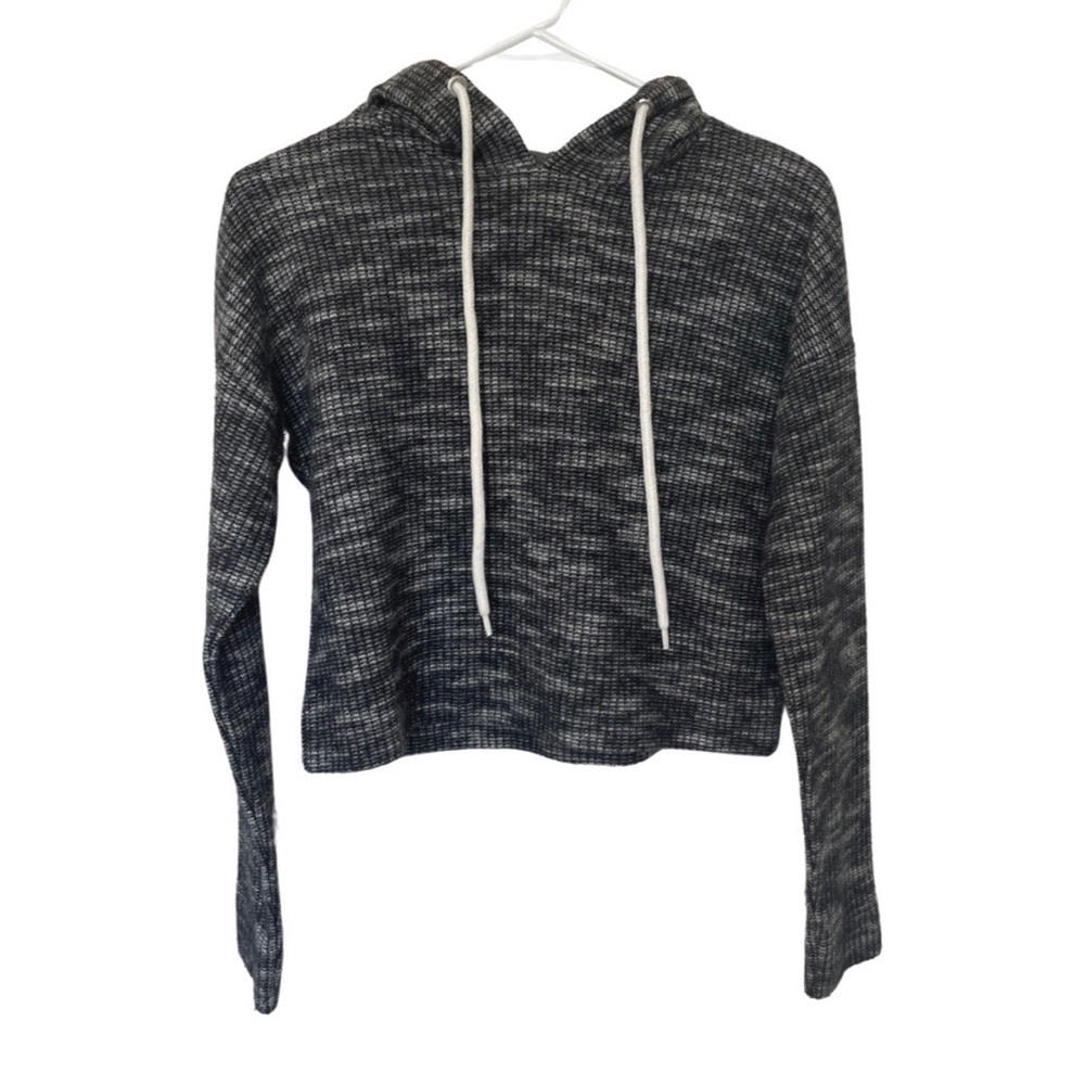BDG Urban Outfitters Gray Cropped Long Sleeve Thermal Sweater Hoodie - Small